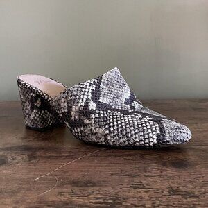 J Crew Sophie Mule Womens Sz 9 Snake Embossed Leather Black Gray Slip On Shoe